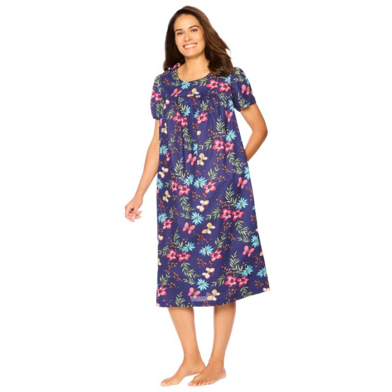 Plus Size Only Necessities Short Print Shirred Lounger