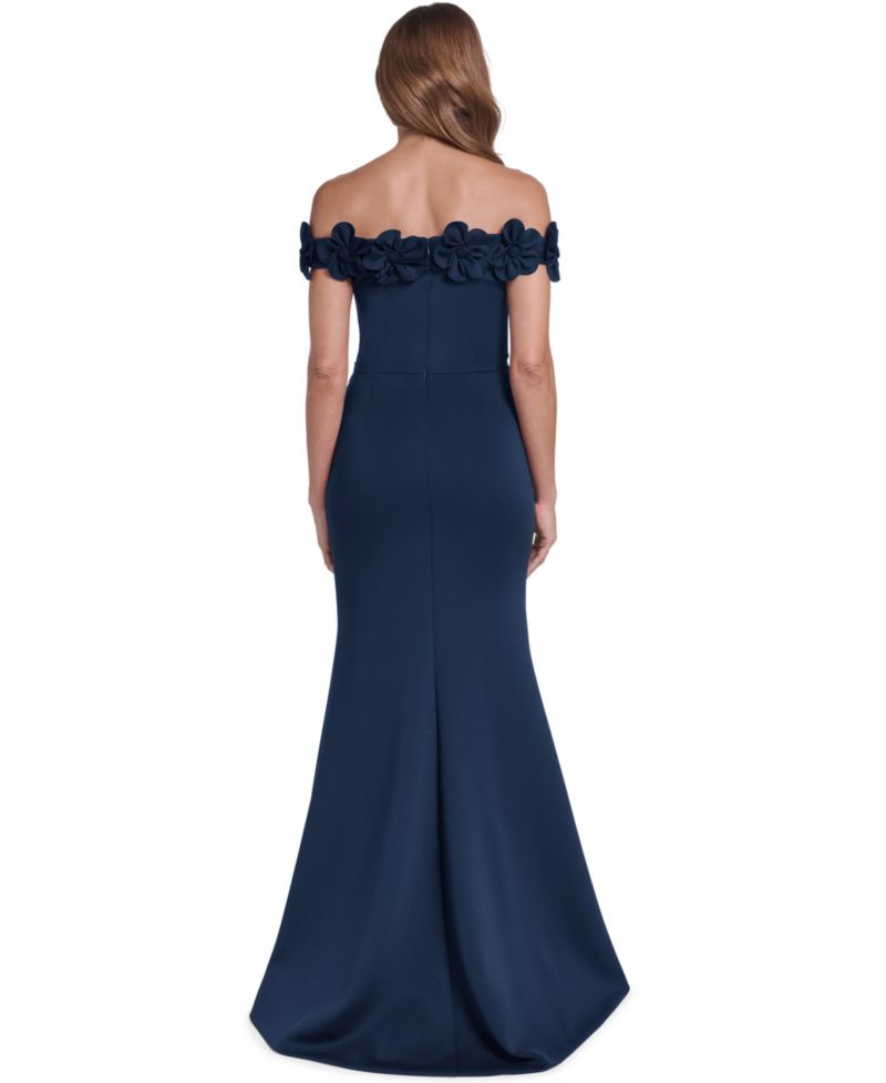 Women's Off-the-Shoulder 3D Floral Wedding Guest Gown