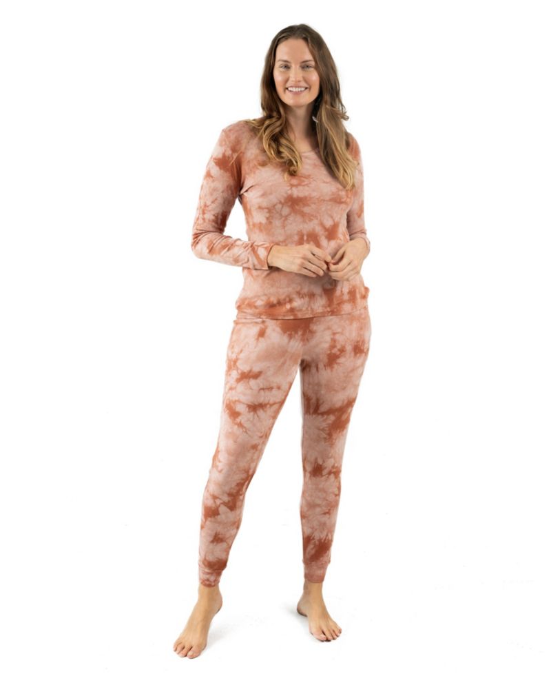 Women's Matching Family Two Piece Cotton Long Sleeve Tie Dye Pajamas