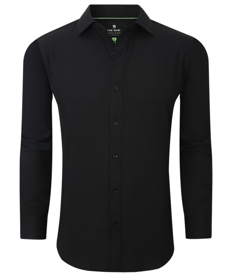 Men Slim Fit Four Way Stretch Solid Dress Shirt