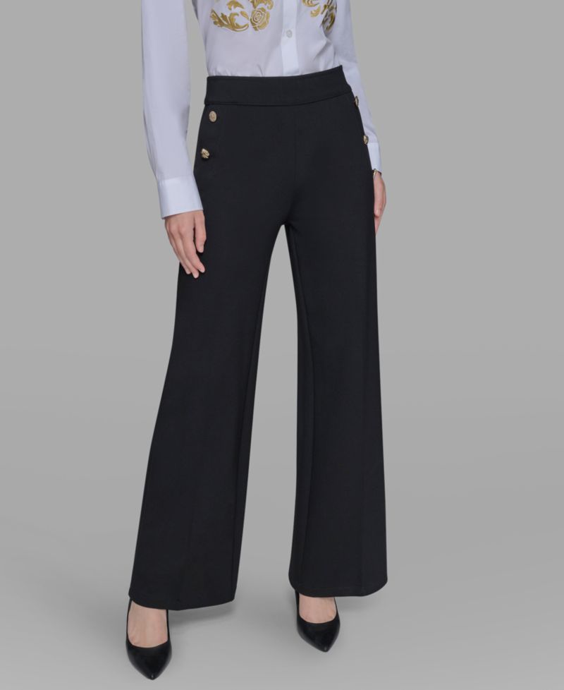 Women's Petite Silky Straight-Leg Pull-On Pants