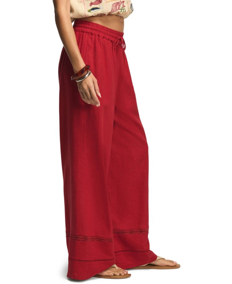Women's Wide-Leg Lace Trim Pull-On Pants