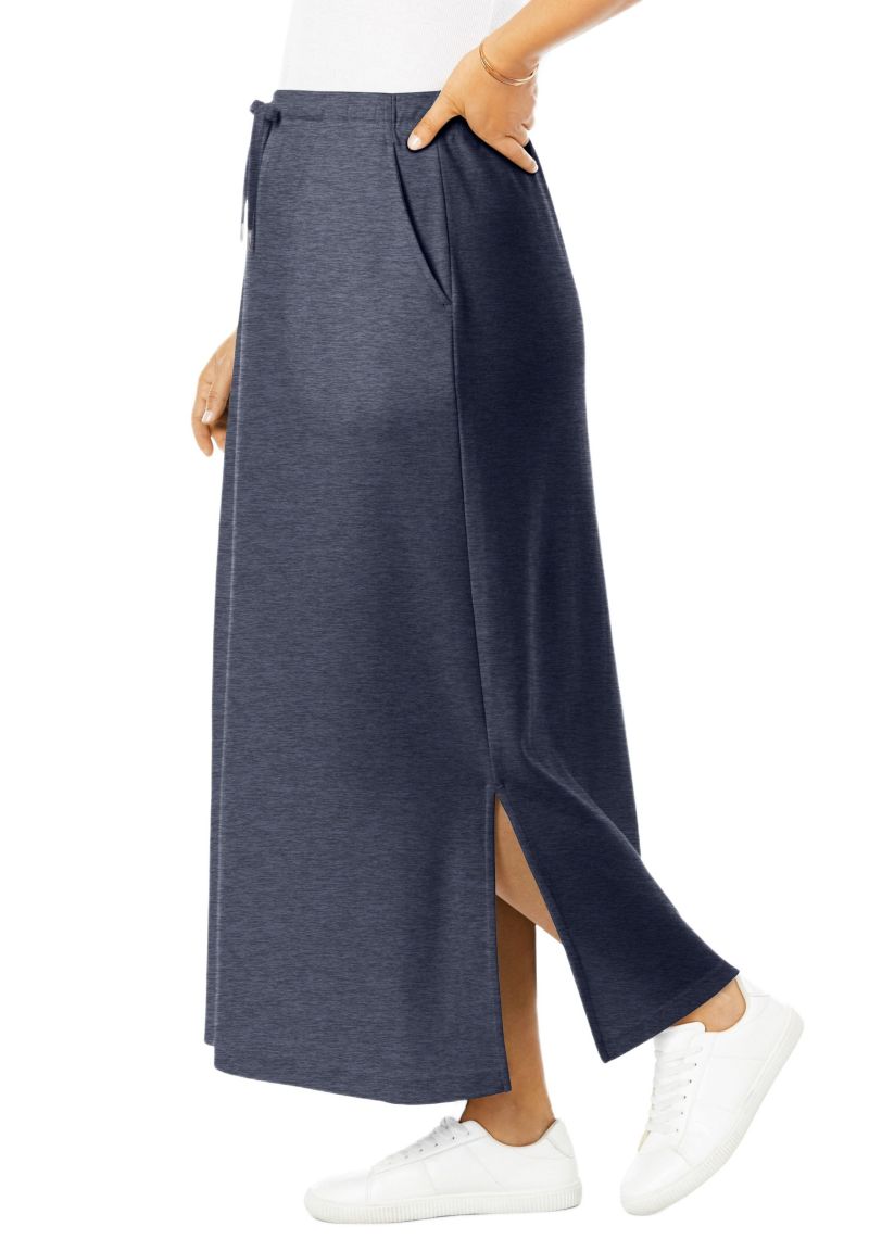 Plus Size Sport Knit Side-Slit Skirt