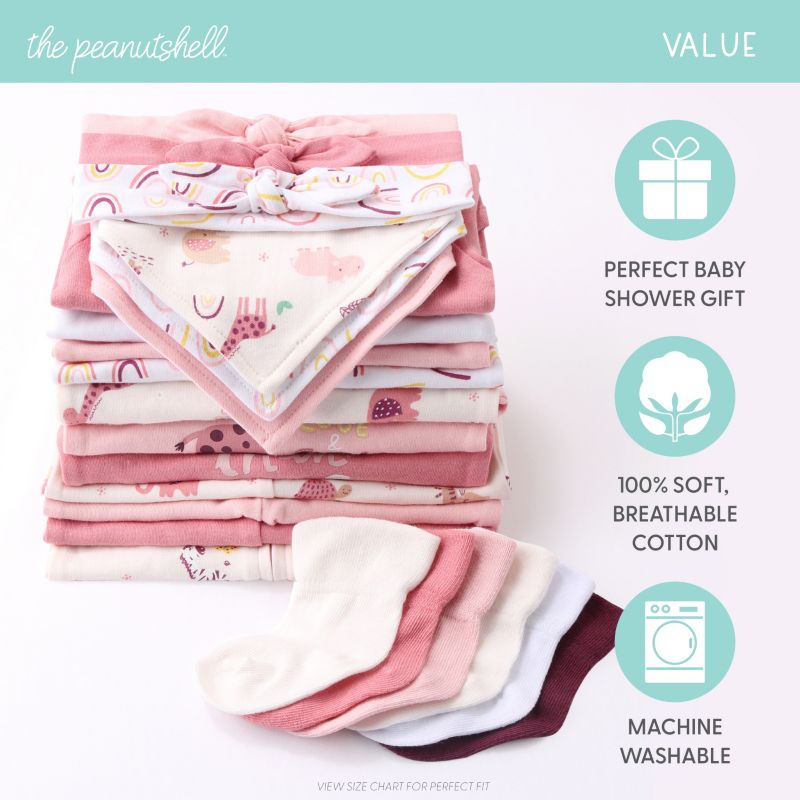 Baby Girls Layette Gift Set Girls, ) 0-3 to 18-24 ) Safari Rainbow, 23 Essential Pieces,