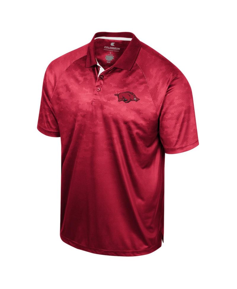 Men's Cardinal Arkansas Razorbacks Honeycomb Raglan Polo Shirt