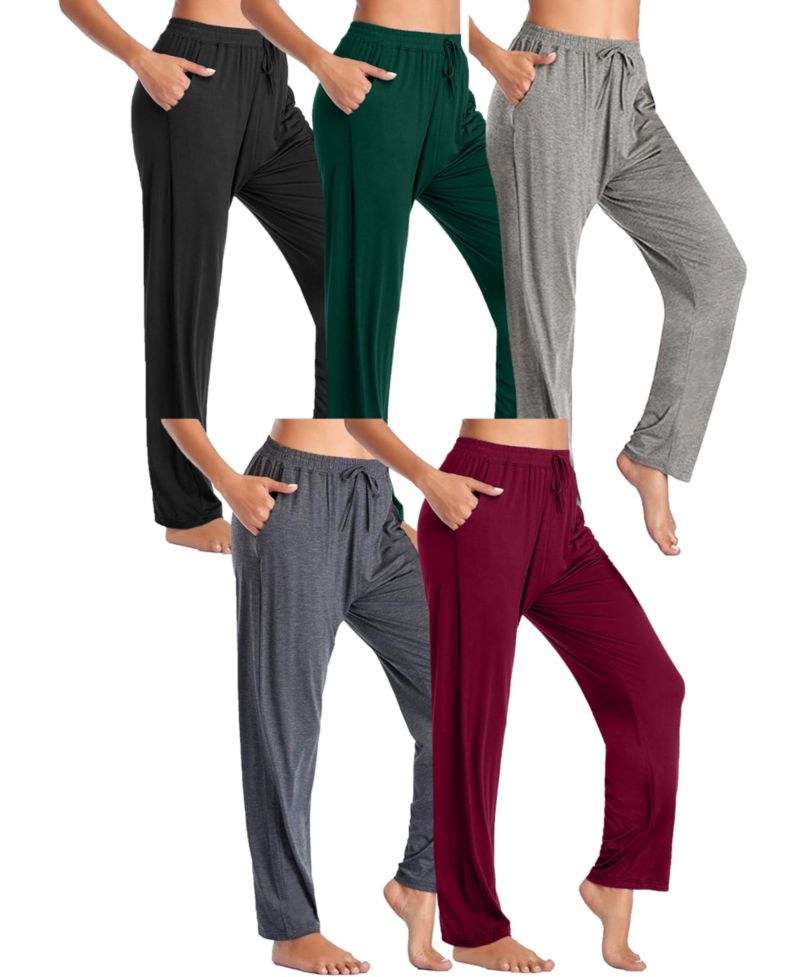 Women's Loose Fit Classic Lounge Pants-5 Pack