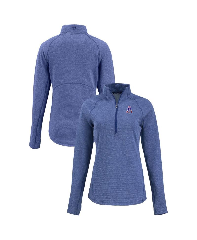 Women's Heather Royal New England Patriots Peshastin Eco Fleece Tri-Blend Raglan Half-Zip Jacket