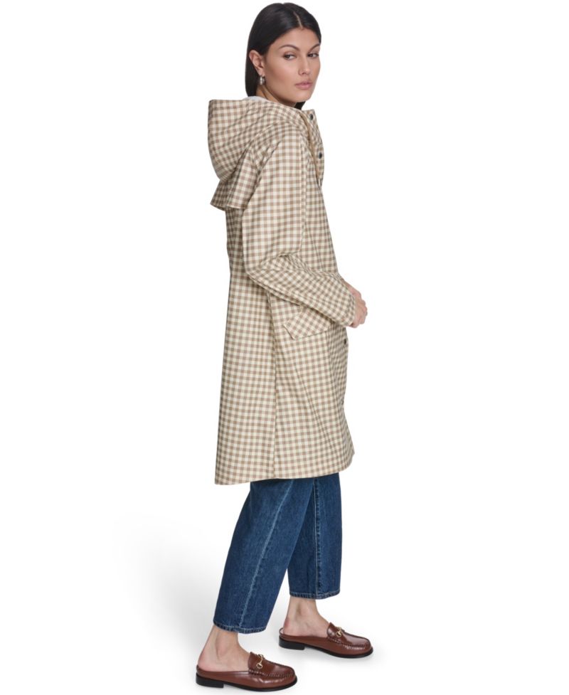 Plus Size Raglan-Sleeve Hooded Rain Jacket