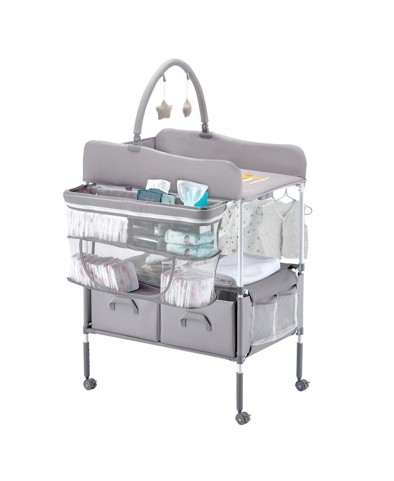 Foldable Baby Diaper Changing Station with Storage Drawers