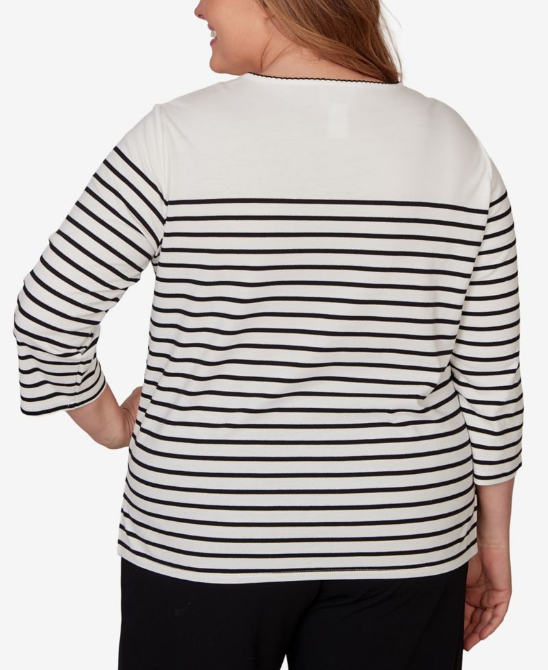 Plus Size Sunflower Stripe Knit Top