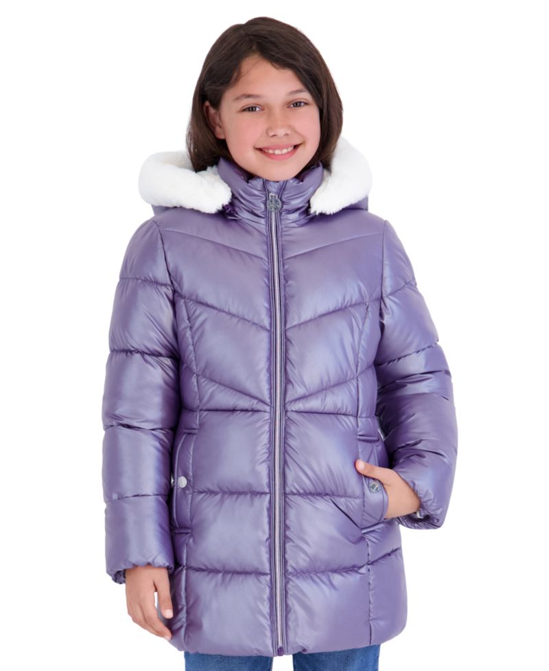 Toddler Girls' 2T-5T Pearlized Fabric Stadium Length Heavy Weight Jacket