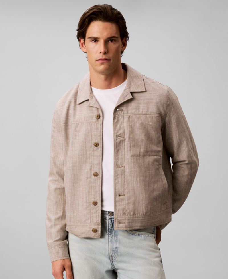 Men's Linen Blend Shirt Jacket
