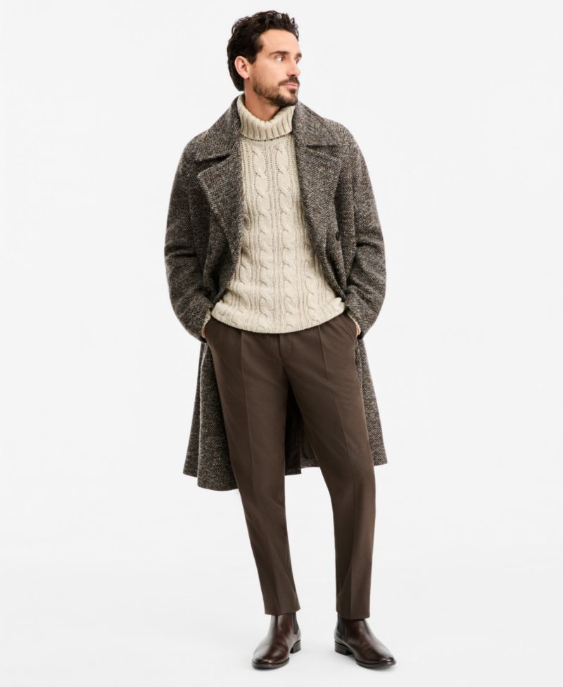 Men's Classic-Fit Solid Wool-Blend Overcoat