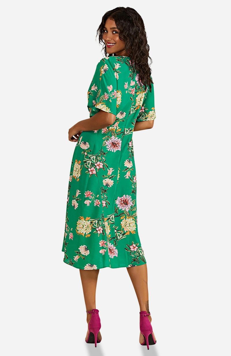 Women's Floral Kimono Midi Dress