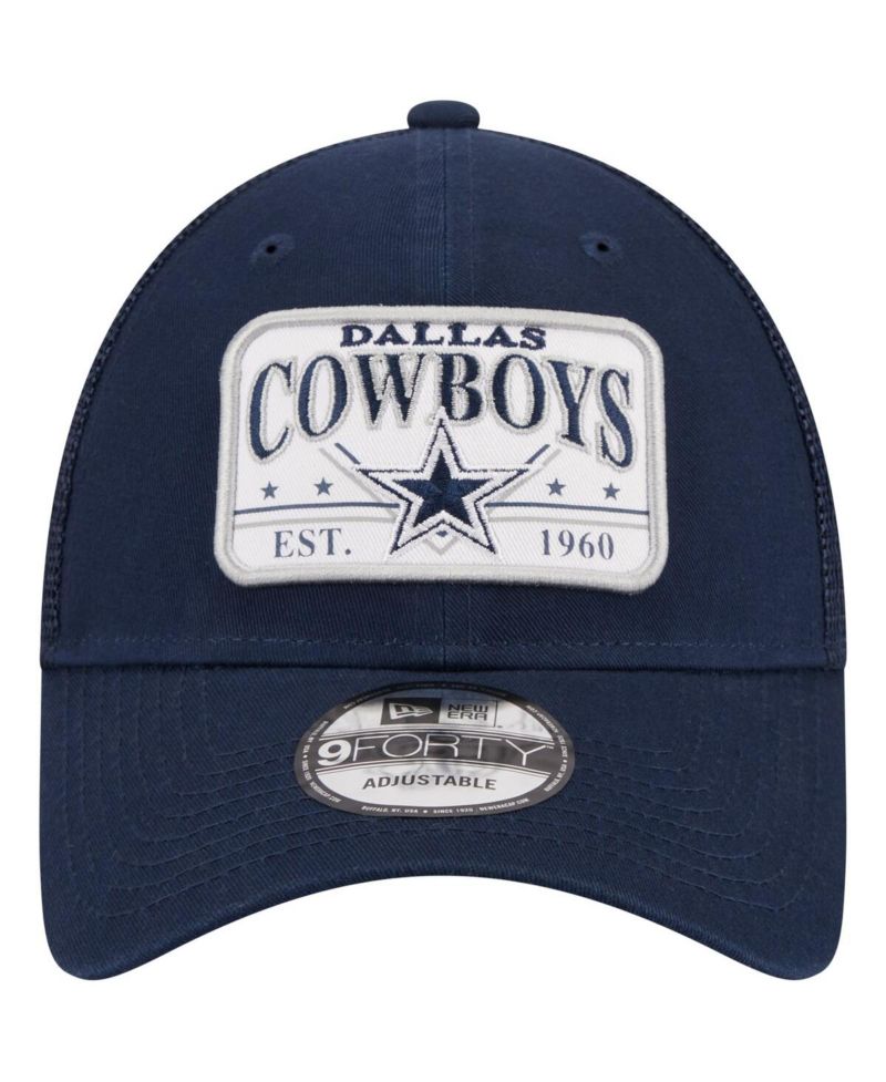 Men's Navy Dallas Cowboys Plate 9FORTY Trucker Adjustable Hat