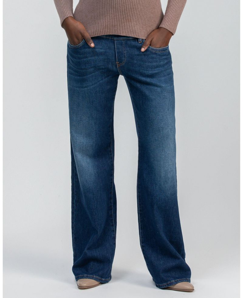 Maternity Wide-Leg Dad Jeans w\ Stretchy High-Rise Belly Band