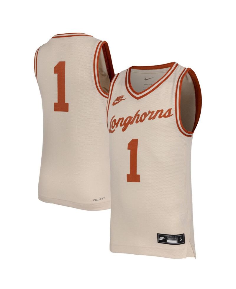 Big Boys and Girls 1 Natural Texas Longhorns Retro Replica Basketball Jersey