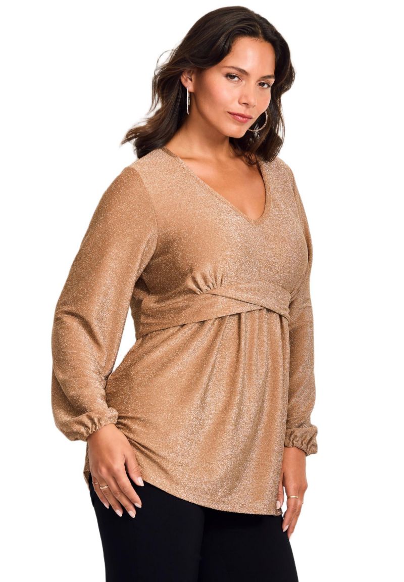 Women's Plus Size Peplum Shimmer Top