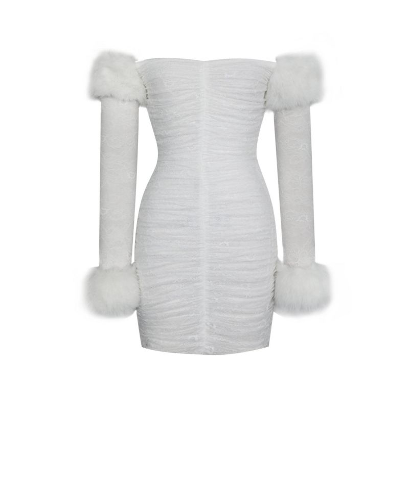 Women's Lani Lace Off-Shoulder Ruched Mini Dress