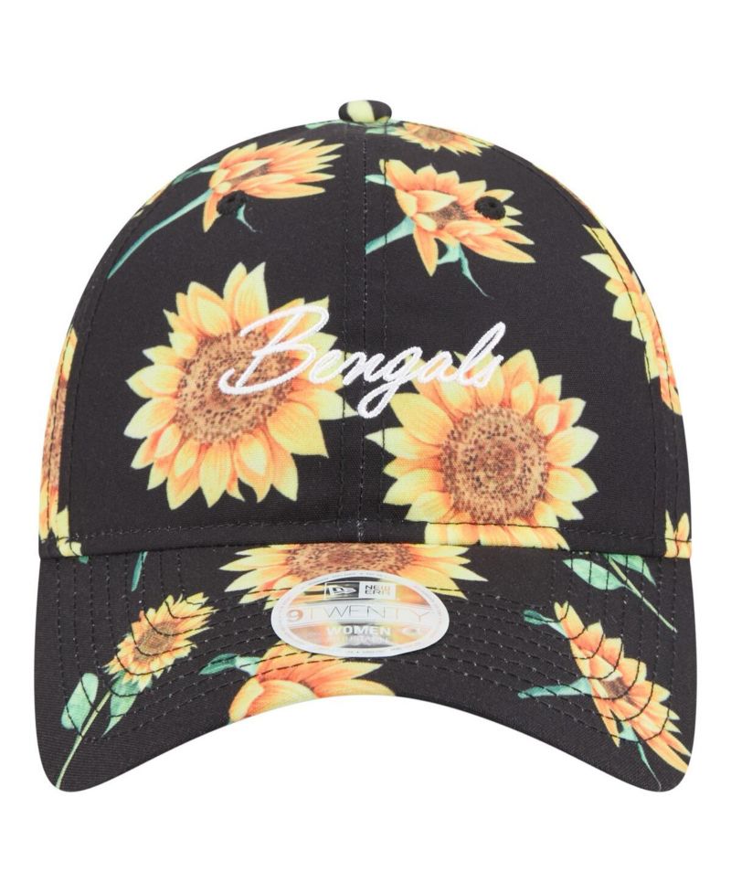 Women's Black Cincinnati Bengals Adventure Sunflower 9TWENTY Adjustable Hat