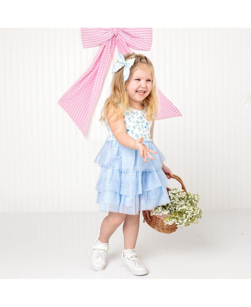 Little Girls Sky Floral Tank Tutu Dress