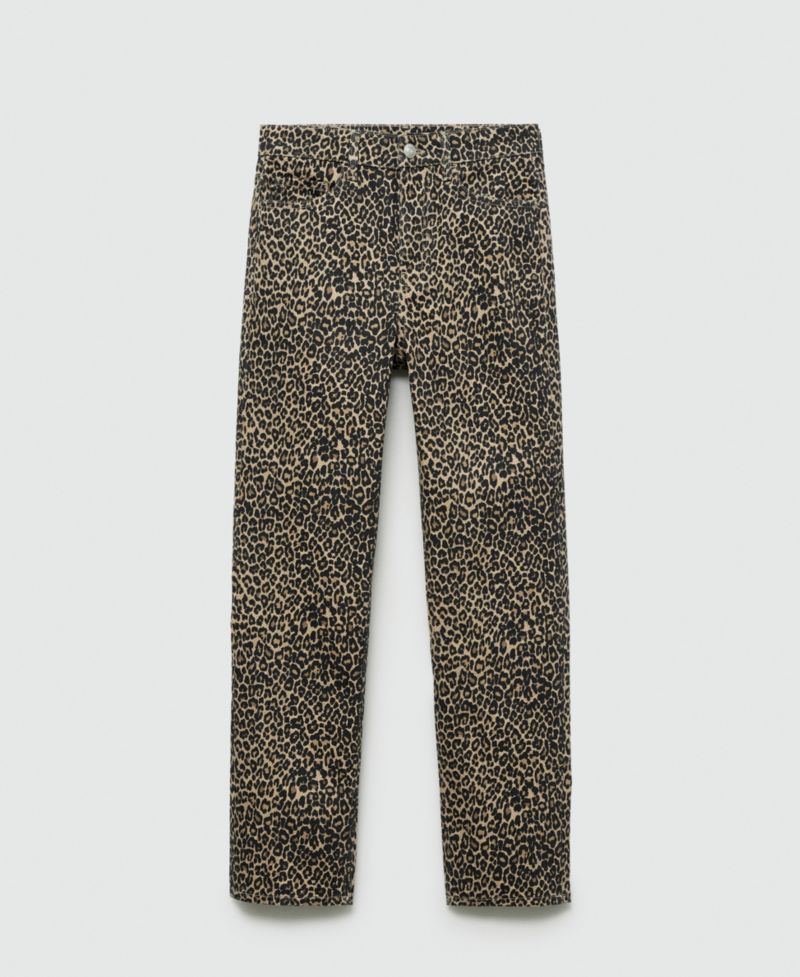 Women's Leopard-Print Straight Jeans