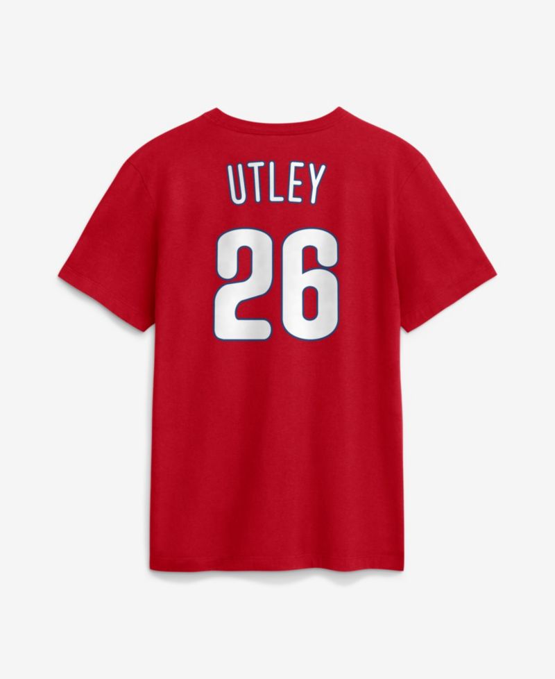 Men's Chase Utley Red Philadelphia Phillies Wall of Fame Name & Number T-Shirt