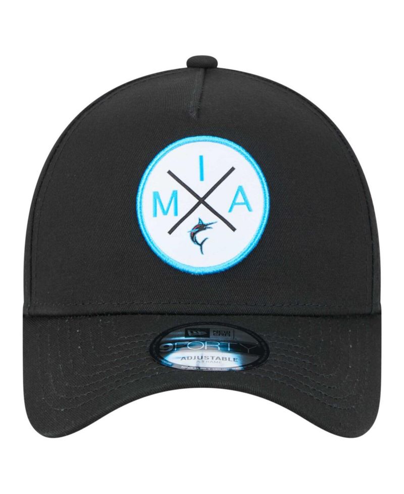 Men's Black Miami Marlins 9FORTY A-Frame Adjustable Hat