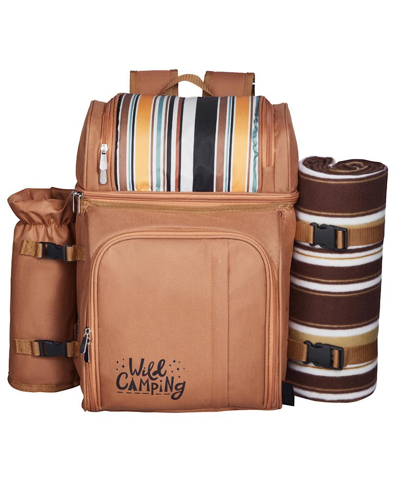 4-Person Picnic Backpack with Insulated Cooler, Blanket and Cutlery Set