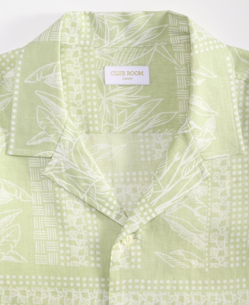 Men's Tropical Row Camp Collar Linen Short Sleeve Shirt, Macy's Exclusive
