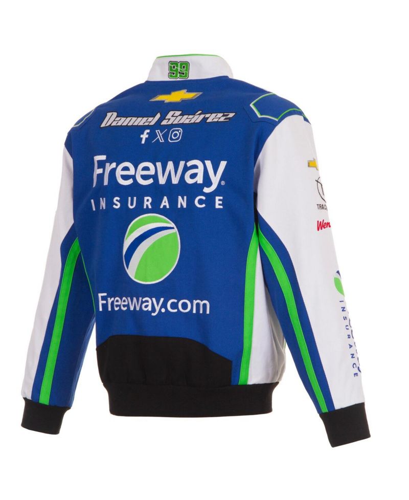 Men's Royal/White Daniel Suarez Freeway Insurance Full-Snap Twill Uniform Jacket