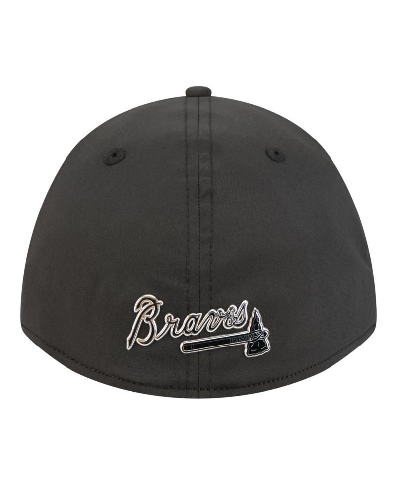 Men's Black Atlanta Braves Metallic 39THIRTY M-Crown Flex Hat