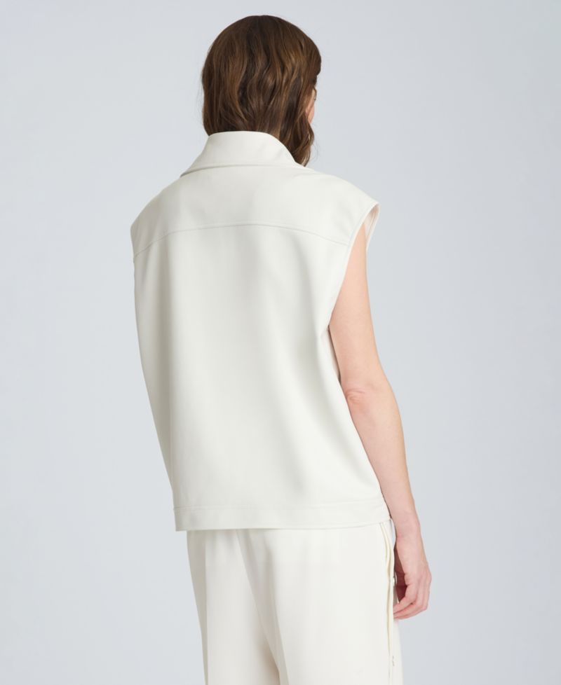 Women's Boxy Moto Faux Leather Sleeveless Vest