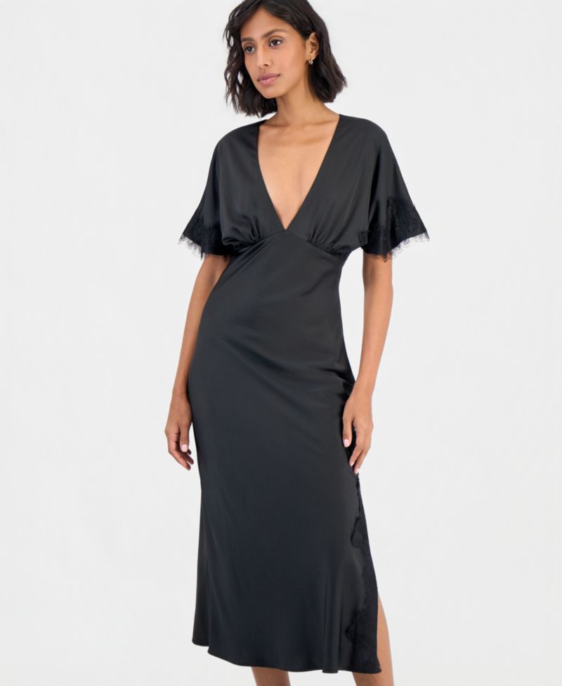 Women's Tallulah Lace-Trim Flutter-Sleeve V-Neck Midi Dress