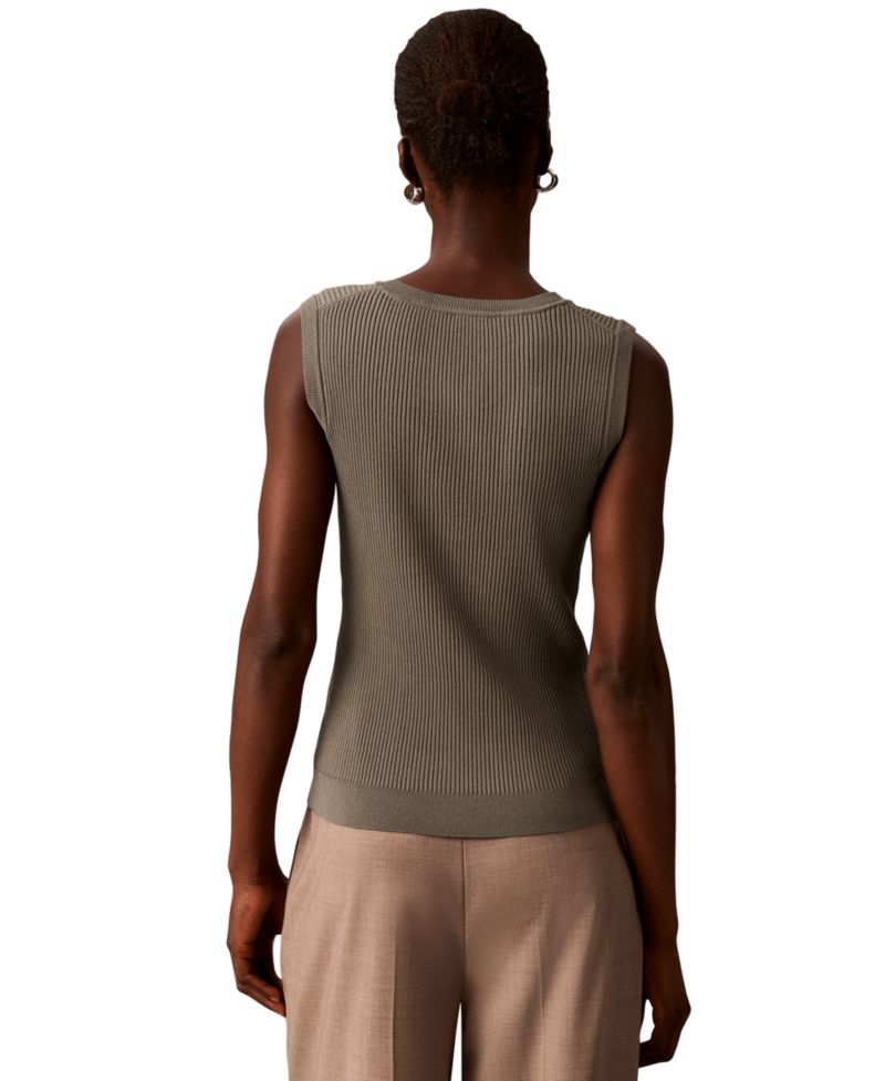 Women's Petite Ribbed Sleeveless Tank Sweater