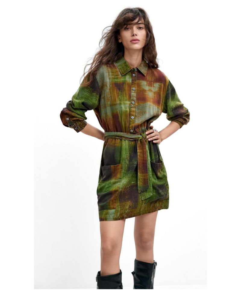 Women's M. C. Lacroix Long-Sleeve Graphic-Print Shirt Dress
