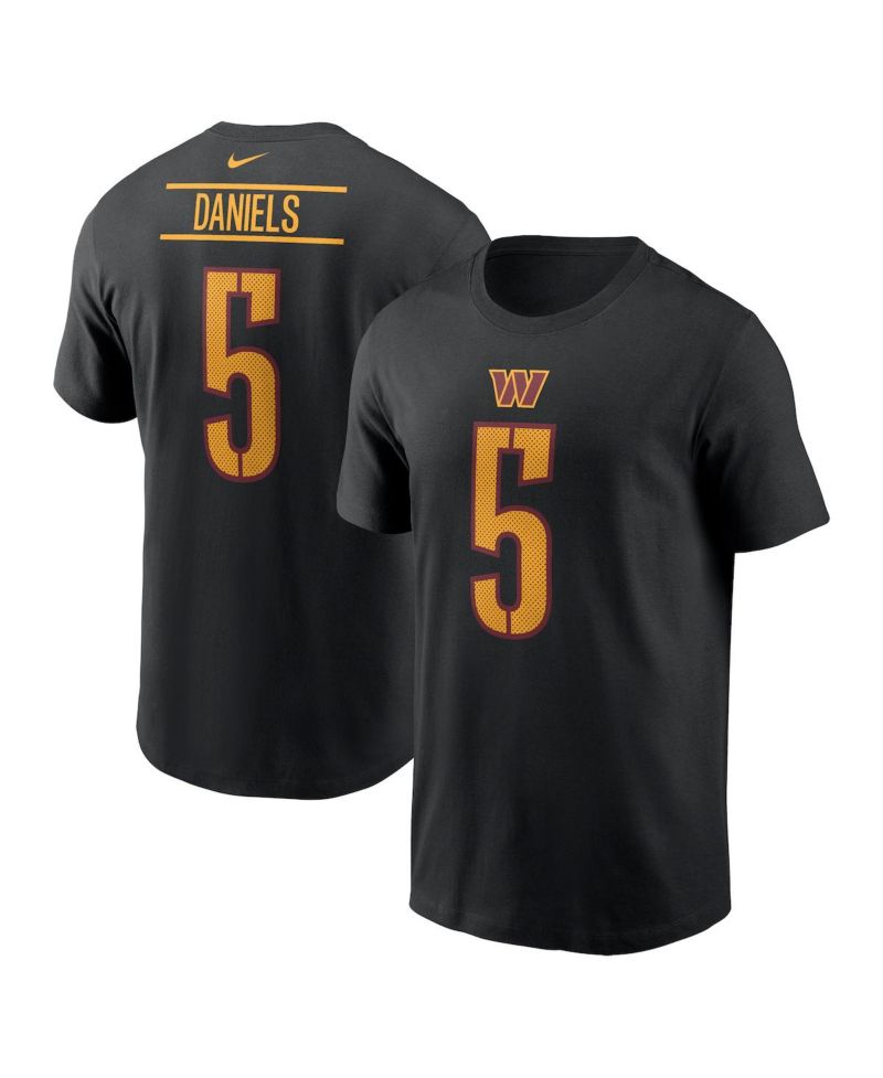 Men's Jayden Daniels Black Washington Commanders 2024 NFL Draft Player Name & Number T-Shirt