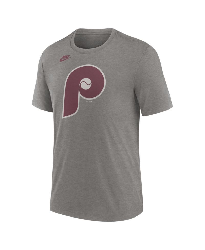 Men's Heather Charcoal Philadelphia Phillies Cooperstown Logo Tri-Blend T-Shirt