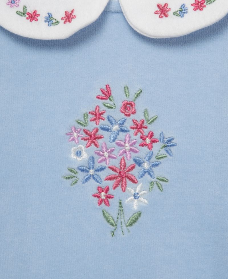 Baby Girls' Bouquet Embroidered Velour Top and Pants, 2-Piece Set
