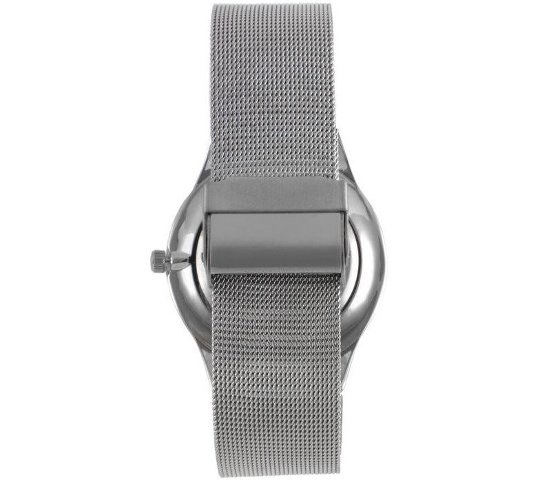 Men's 40mm Silver Dial Slim Case Stainless Steel Mesh Watch