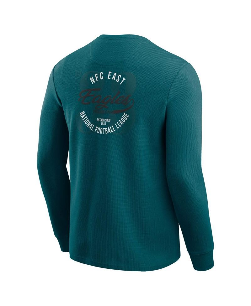 Men's Kelly Green Philadelphia Eagles Washed Waffle-Knit Long Sleeve T-Shirt