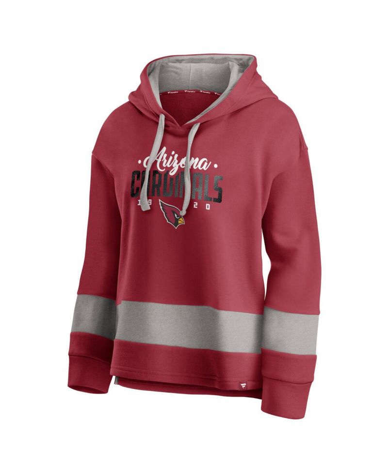 Women's Cardinal/Gray Arizona Cardinals Huddle Up Fundamental Fleece Color Block Pullover Hoodie