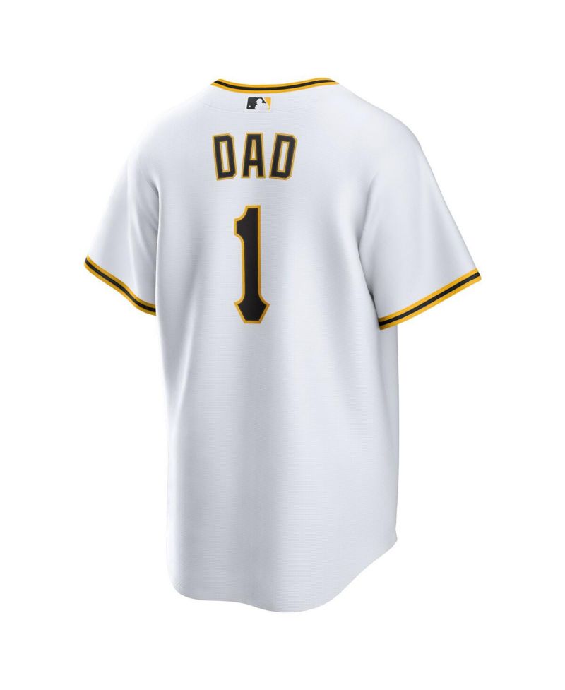 Men's White Pittsburgh Pirates 1 Dad Home Replica Jersey