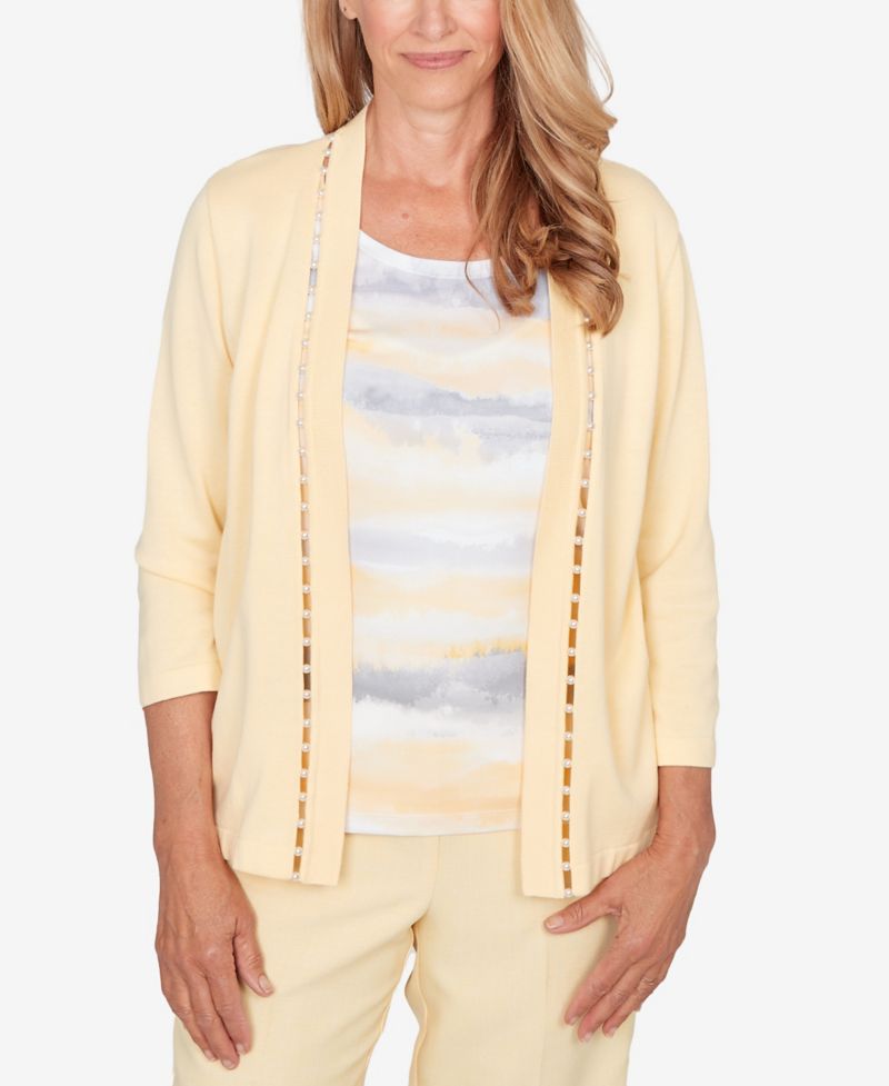 Women's Al Fresco Mother of Pearl Stripe Two-In-One Sweater