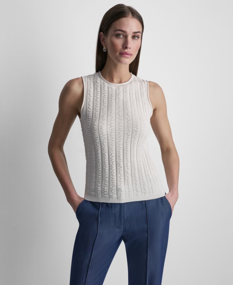 Women's Sleeveless Pucker Detail Sweater