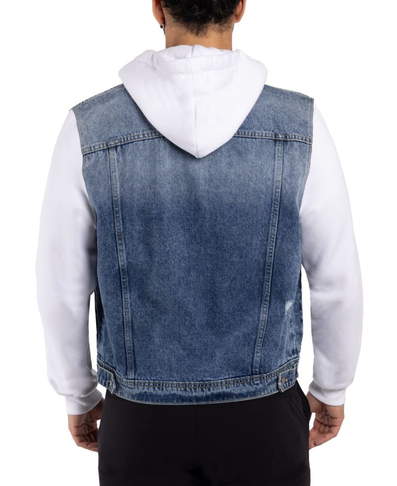 XRAY Men's Hybrid Hoodie Trucker Denim Jacket