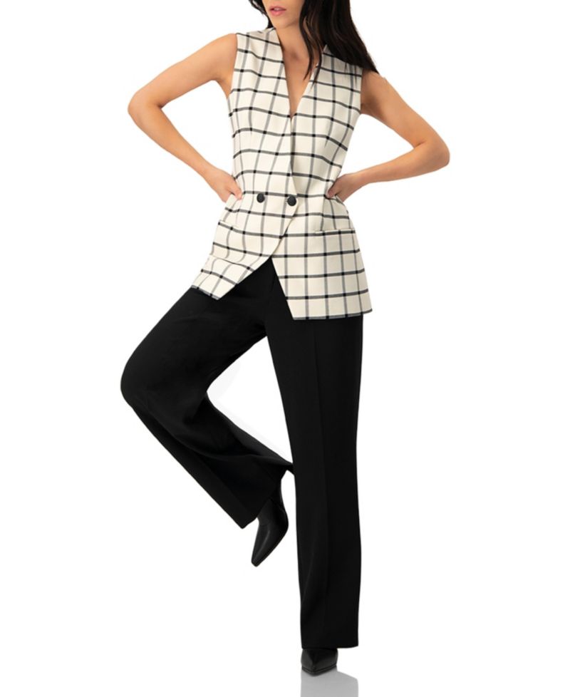 Women's Check Double Breasted Vest