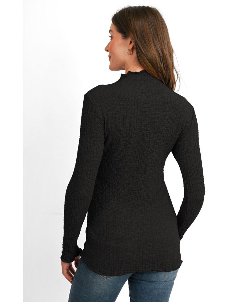 Maternity Textured Mock Neck Long-Sleeve Top