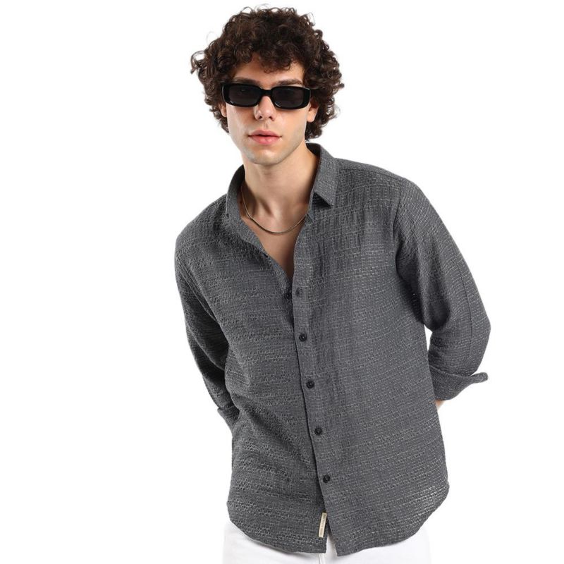 Men's Solid Textured Knit Shirt