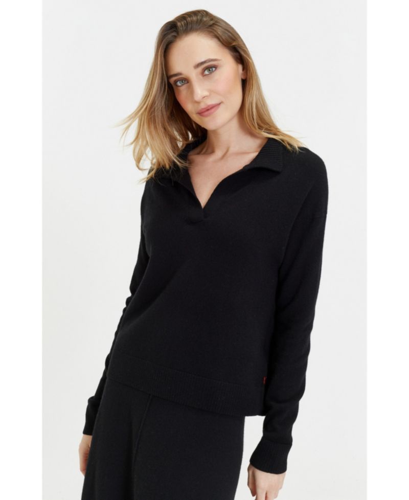 Women's Chinti and Parker Wool Cashmere Blend V Neck Collared Sweater